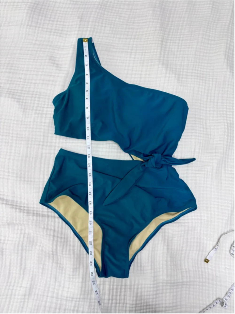 Women's Unbranded Teal One-Piece Swimsuit with Cutout and Tie, Size L - Picture 5 of 10